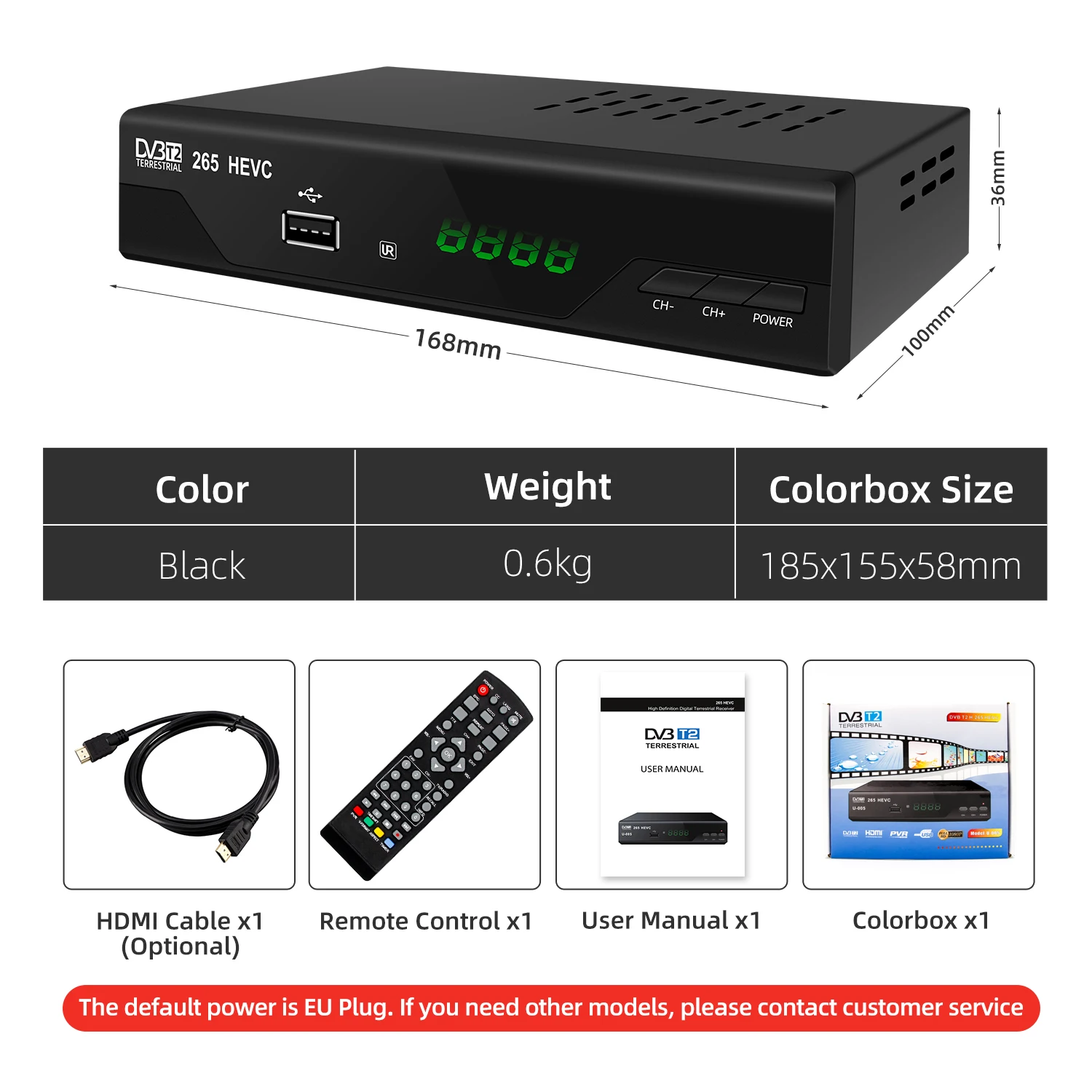 H.265 STB DVB T2 Decoder Free to Air Channel Digital Set Top Box DVB T2 Receiver with Ethernet