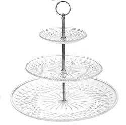 Wholesale 2 Tiered 3 Tiered Clear Plastic Dessert Cake crystal glass dried  fruit tray dried