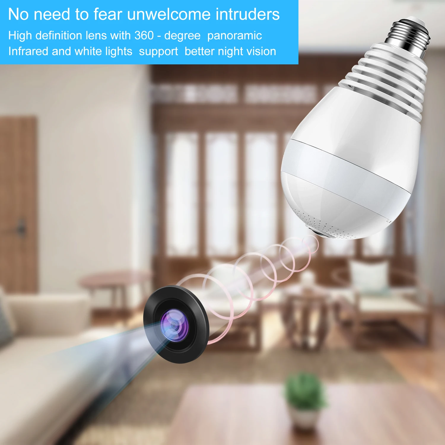 OEM Wide Angle Bulb Fisheye lens 360 Degree Full HD 3MP Panoramic Camera Wireless Wifi Indoor V380 Pro IP CCTV Cameras