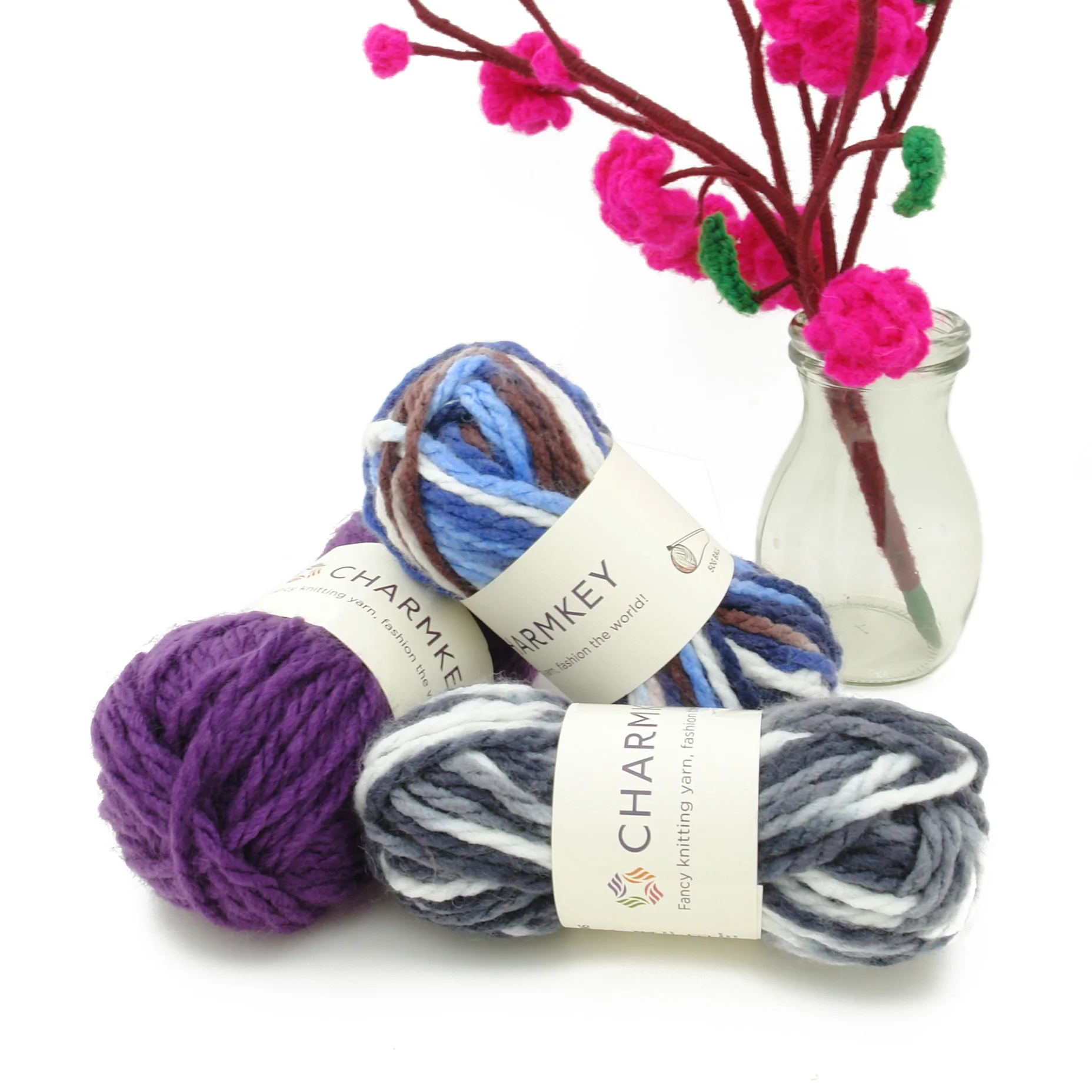 Hot sale customized 100gram per pcs popular easy weaving mixed color yarn 100% acrylic knitting yarn fancy yarn for crochet