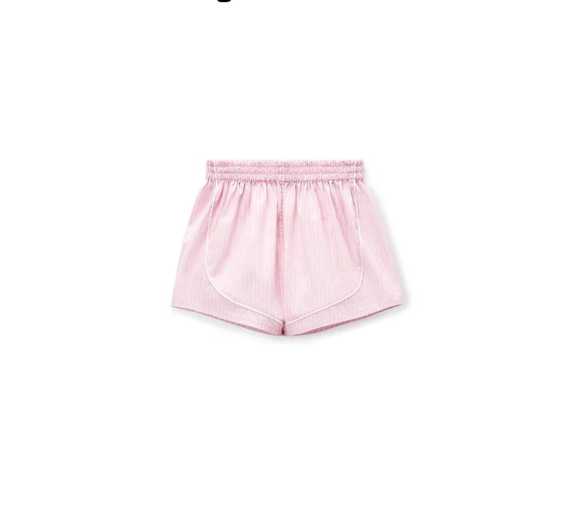 New Fashion Pink Striped Casual Shorts Vintage Side Pockets High Waist Female plaid stripe underwear boxers shorts