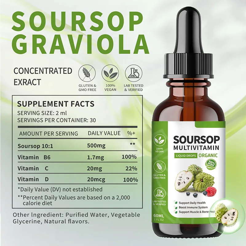Лидер продаж капли экстракта OEM Soursop органические поливитаминные добавки для укрепления иммунной