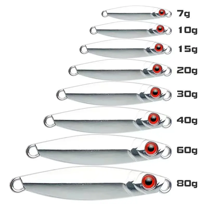Deep-Sea Slow-Shaking Iron Plate Lead Fish8 7g-80g Zinc Alloy Feather Three-Hook Jigging Lure Spanish Mackerel Cod Bait