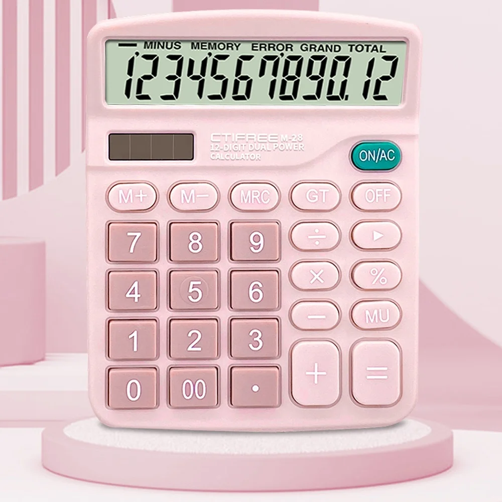 12-значный Портативный электронный калькулятор с большим ЖК-дисплеем