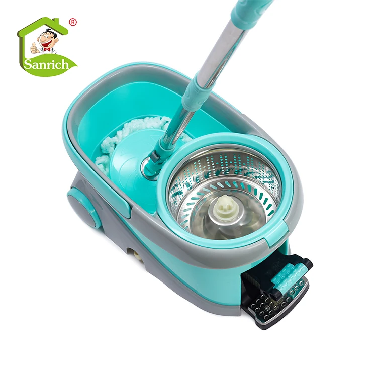 360 magic single bucket and flat mop floor cleaning mop with spin bucket