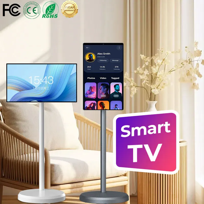 Private Screen 27 Inch Stand By Me Moving Smart Touch Screen 1920*1080 Ips Battery Powered Rotatable Gaming Monitor