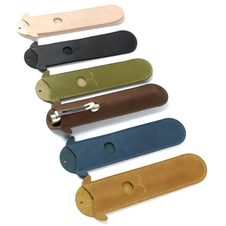 Leather custom pouch office hotel single pen pencil case