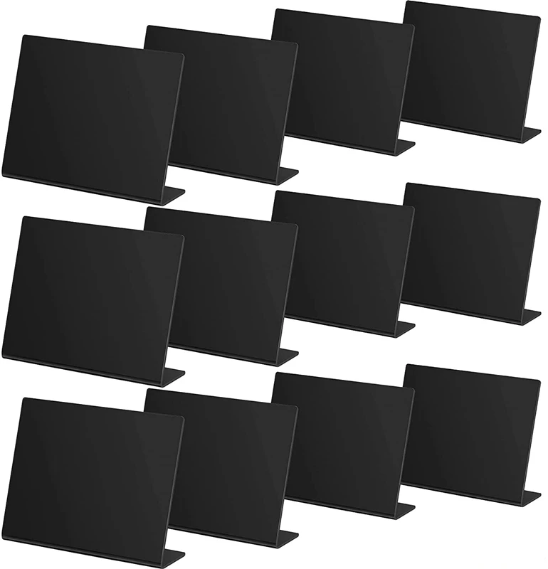 Amazon Hot Sale 10 Pack L Shape Acrylic Mini Chalkboard Sign,Clear Mini Tabletop Chalkboard Signs TOYS0899