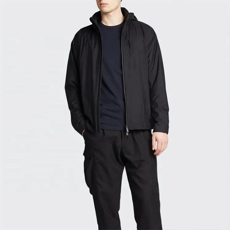 OEM fashion Casual Nylon Running Sports Waterproof Custom print logo Windbreaker Jacket For Men