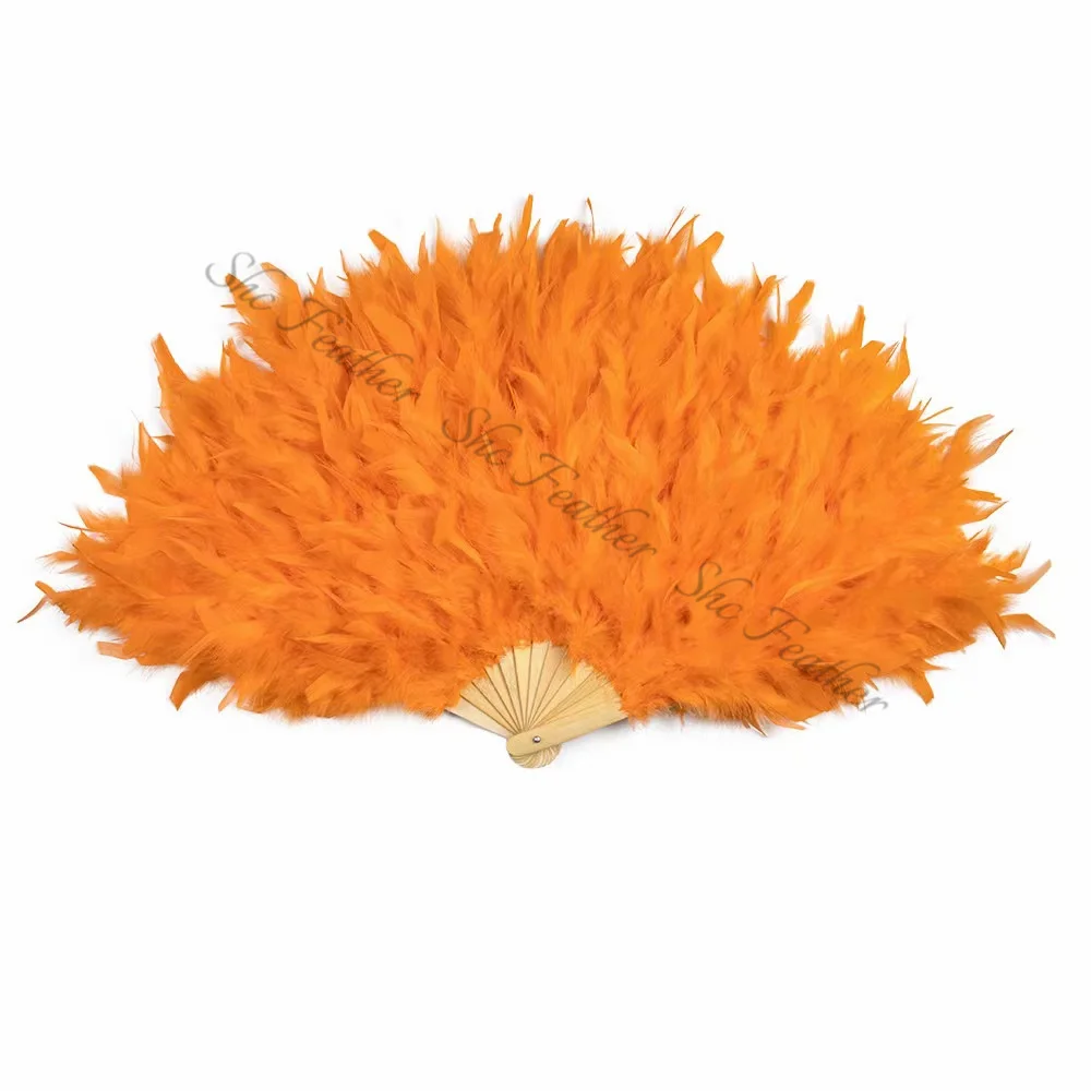 13 Bamboo Staves Bones Turkey Chandelle Feather hand Fans Belly Dance Bar Performance Wedding Props