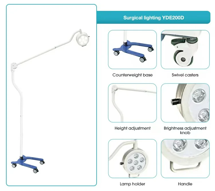CE ISO FDA Certified LED Surgical Auxiliary Lighting Vertical Mobile Floor-Standing Medical Examination Light Gynecology Light
