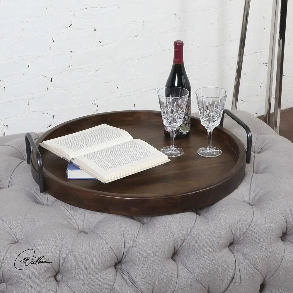 Home Decor Countertop Uttermost Reine Round Wooden Tray