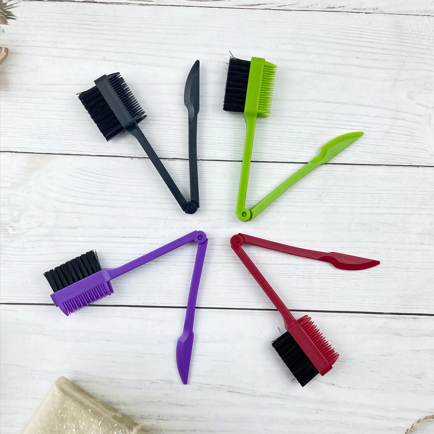 Edge Brush Control Packaging Metallic Hair Cheetah Squeeze Edges With Gel Dispenser Custom And Comb Double Mini Pocket Size