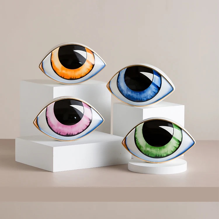 SYL  modern porcelain home decoration creative gift ceramic luxury wedding decoration evil eyes  table statue