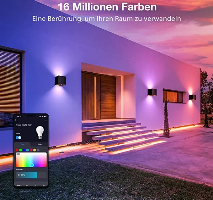 Tuya intelligent app control Smart RGBCW Color Outdoor Lighting Waterproof IP67 Garden Smart Wifi LED Wall Lamps for home