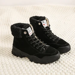 Зимние Бархатные ботинки из хлопка, женская обувь с высоким верхом и нескользящей подошвой, теплые женские ботильоны для снега