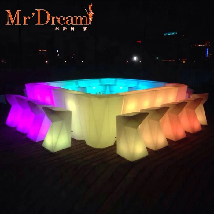 Remote Control Outdoor Party Event Modern Foshan Industrial Plastic Light Up Led Bar Stool