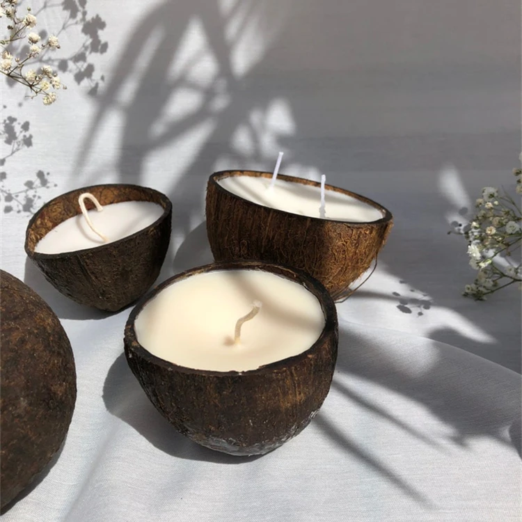 Vegan Soy Natural Organic  Aromatic Candle Coconut Bowl scented Candles Massage Relaxation