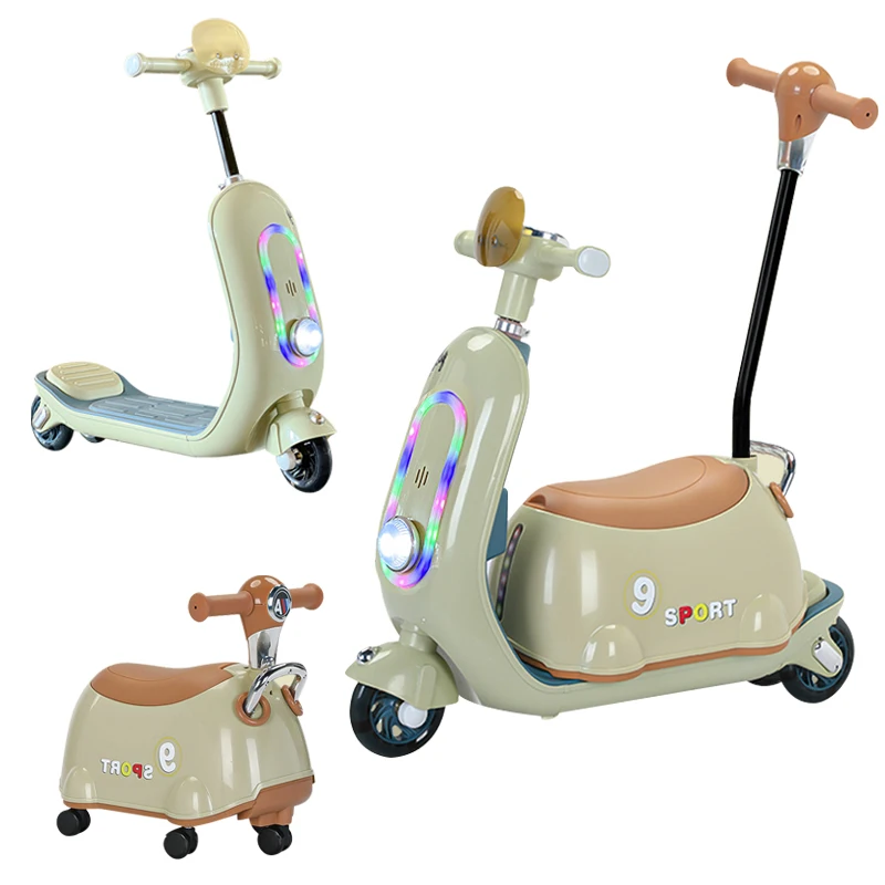 New Model Baby Swing Electric Ride On Car Multifunction 3 Wheel Toy Scooter For Kids Children Electric Tricycle Motorbike 3 In 1