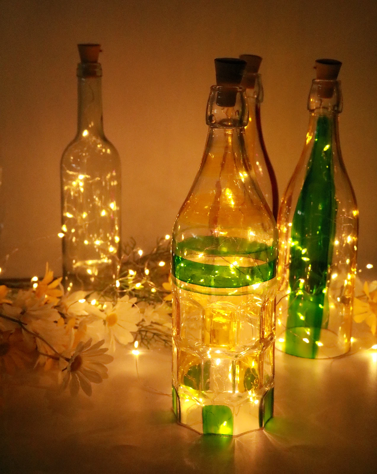 10 Pack Solar Powered Wine Bottle Lights With Cork 20 LED Waterproof Wedding Fairy Cork String Lights For Wedding Decoration
