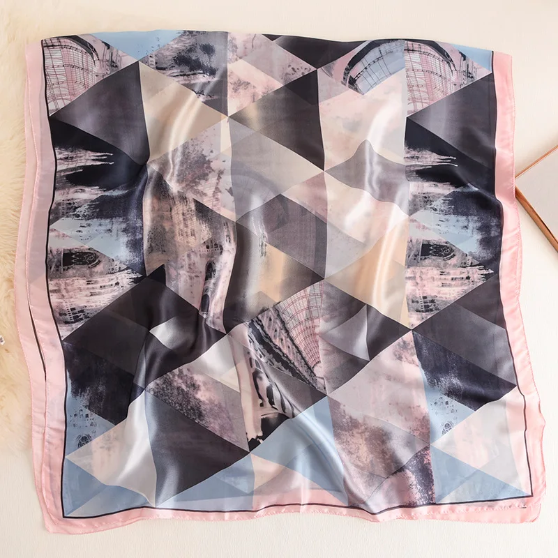 Wholesale 2020 hot sale turkey silk shawl fashion long soft women foulard luxury geometric print girl silk scarf for gift
