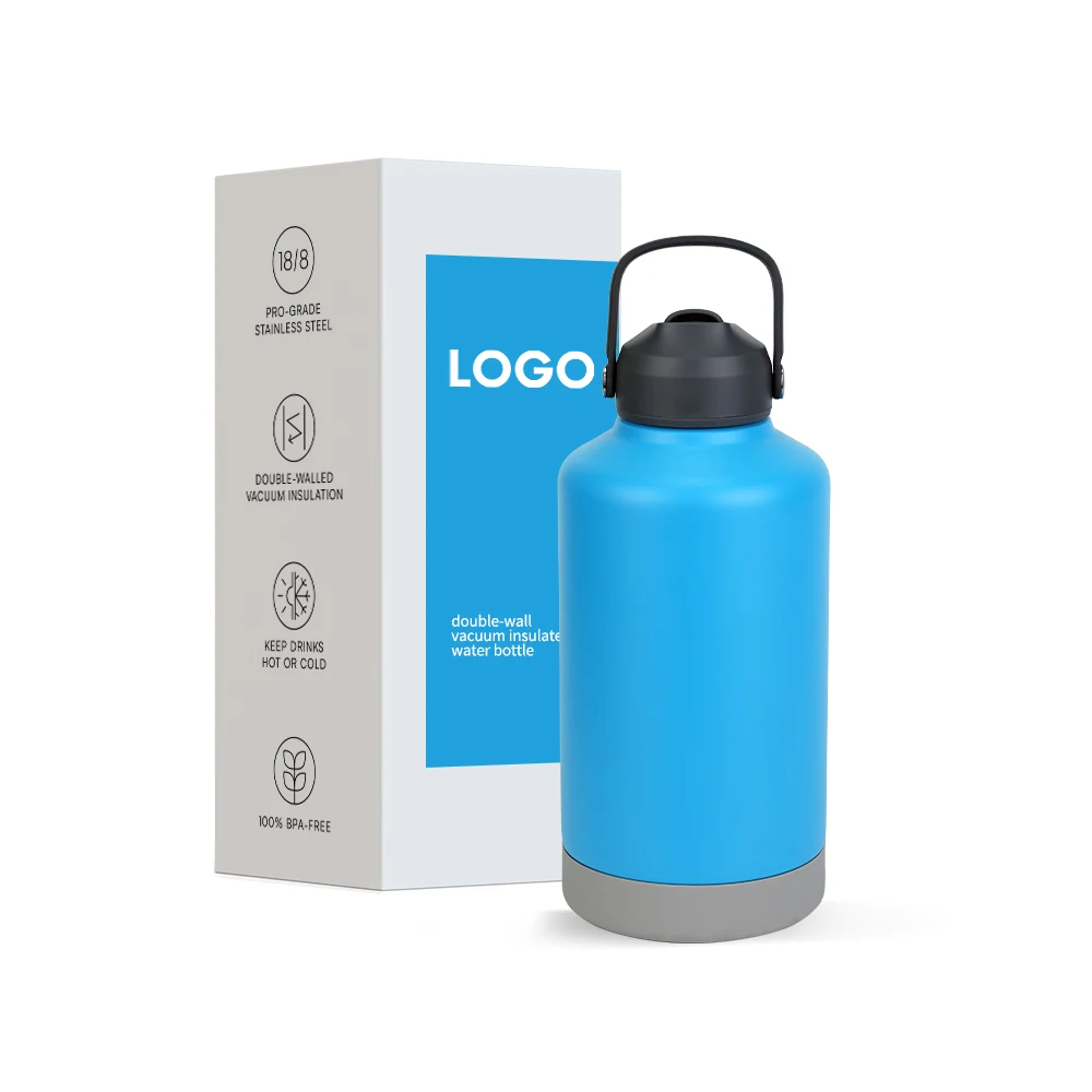 Leak Proof Huge 64oz 1800ml Wide Mouth Double Wall Vacuum Insulated Flasks Stainless Steel Insulated Water Bottle