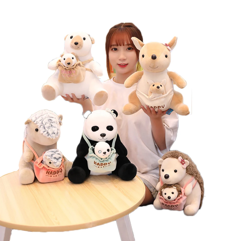 Plush double animal plush toy mother and son dolls cloth dolls Lovely  Plush Doll Bolster Pillow for Kids Birthday