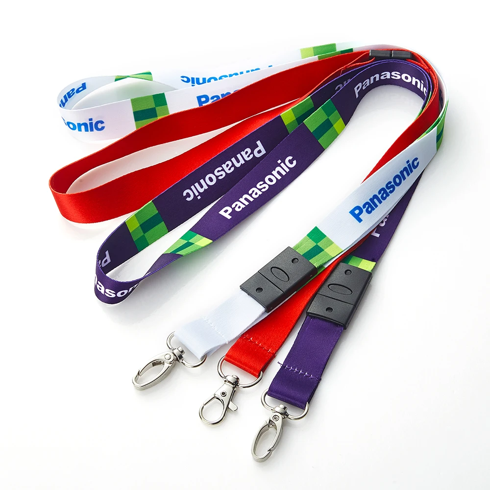 Custom Logo Printed Polyester  Cheap Printed Lanyard With Buckle