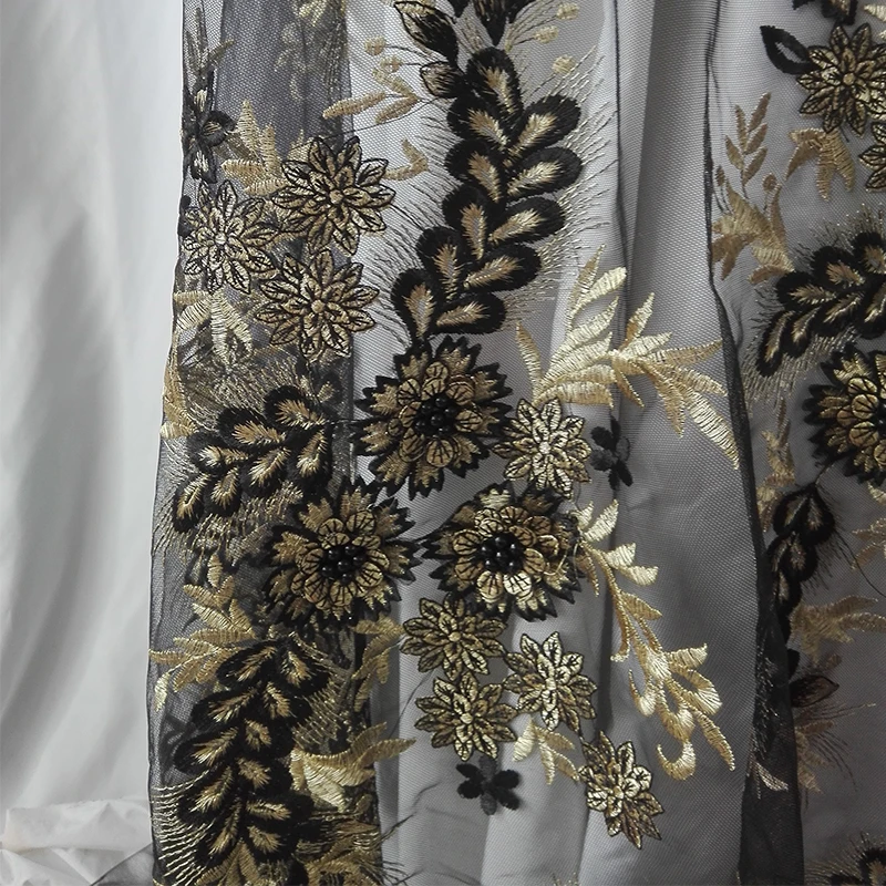 Индийская сетка тюль на заказ Красивая Цветочная вышивка дизайнерская кружевная ткань