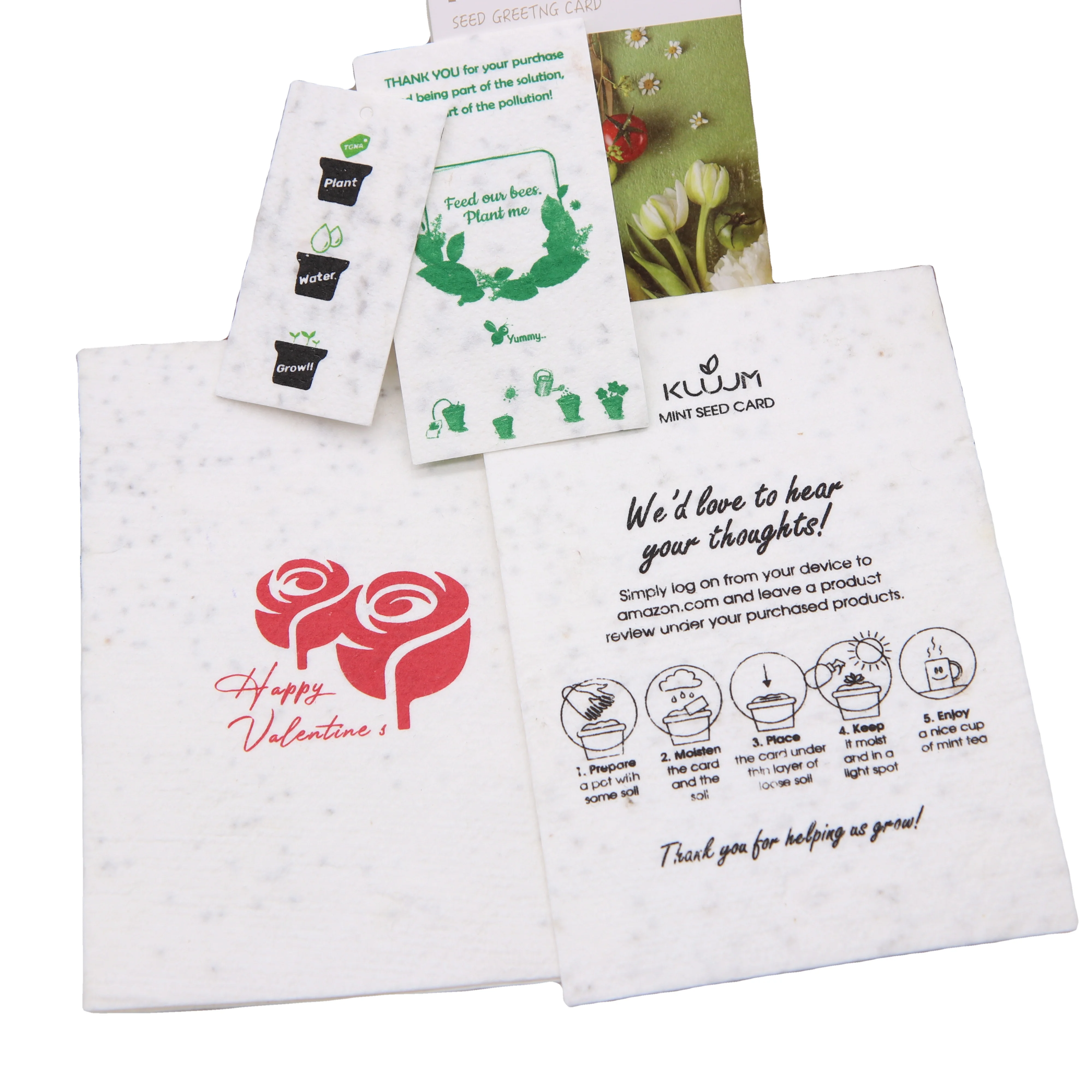 
custom shape printing packaging promotion plantable kraft seed paper 