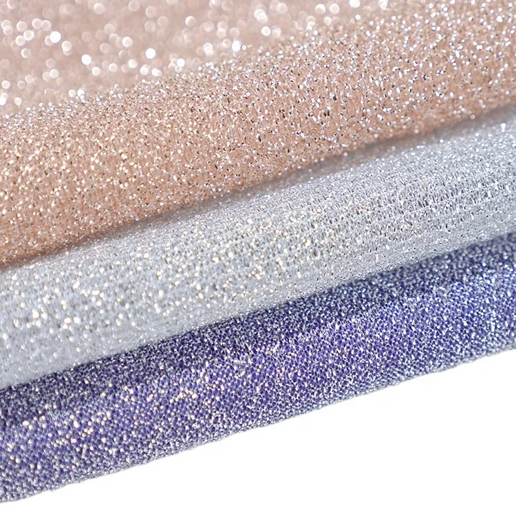 Hot Selling Fashion Sparkle Shiny Sliver Yarn Knitted Metallic Spandex Stretch Lurex Glitter Mesh Fabric For Clothing