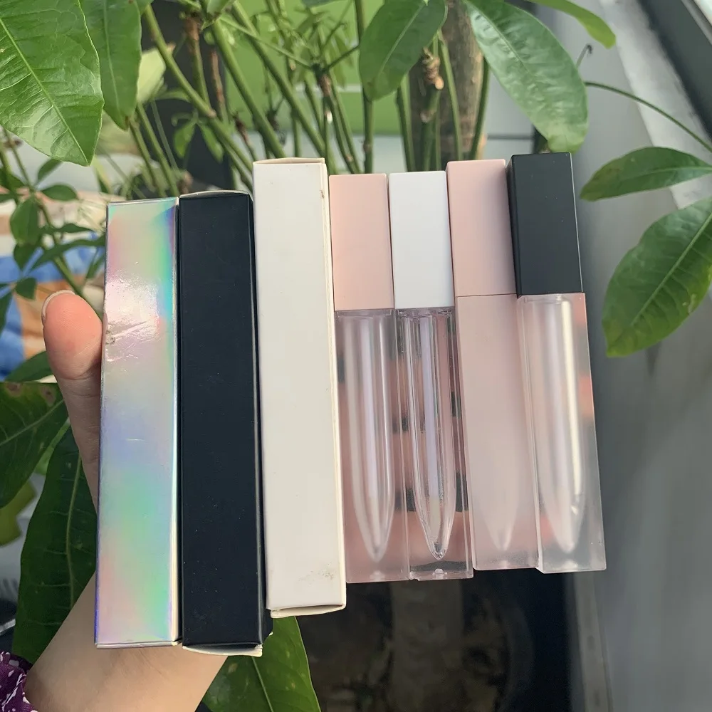 Square Clear Lipgloss Packaging Custom Cosmetic Empty Lip Gloss Tube High Quality Plastic Liquid Lipstick Container