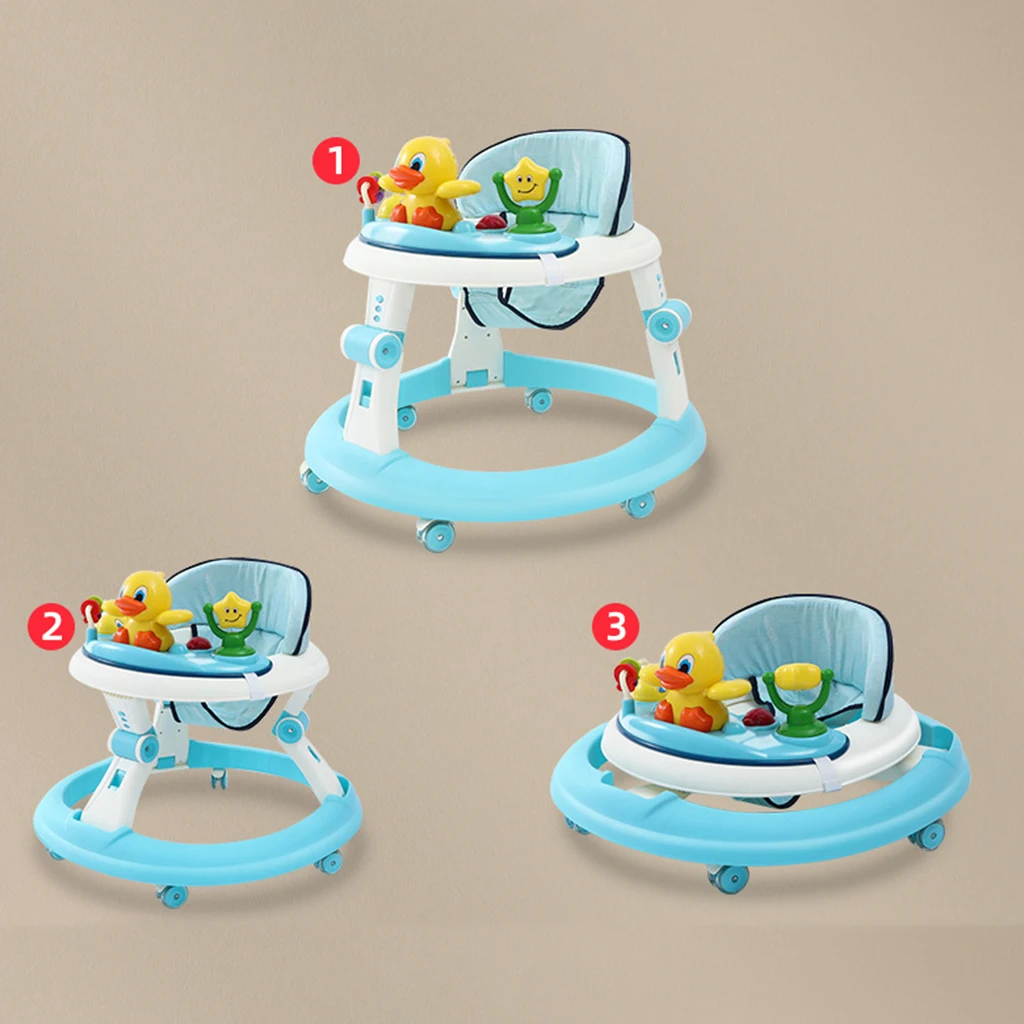 Foldable Plastic interactive learning toy Training Adjustable seat height baby Activity walker with Music