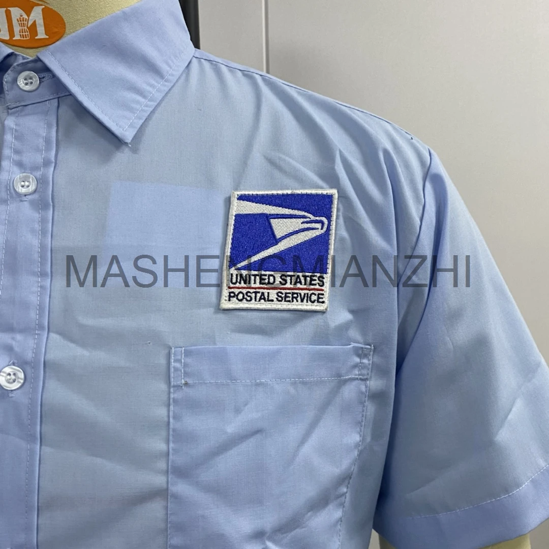 High End Light Blue Postman Costumes Uniform Custom Formal Working UPS Postal Uniform For Wholesale
