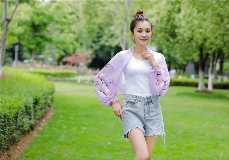 
Summer Sun Coat Arm Warmers Women Girls Sunscreen Chiffon Long Sleeve Summer Chiffon Shawl Riding Beach Sunscreen Shade Cover 