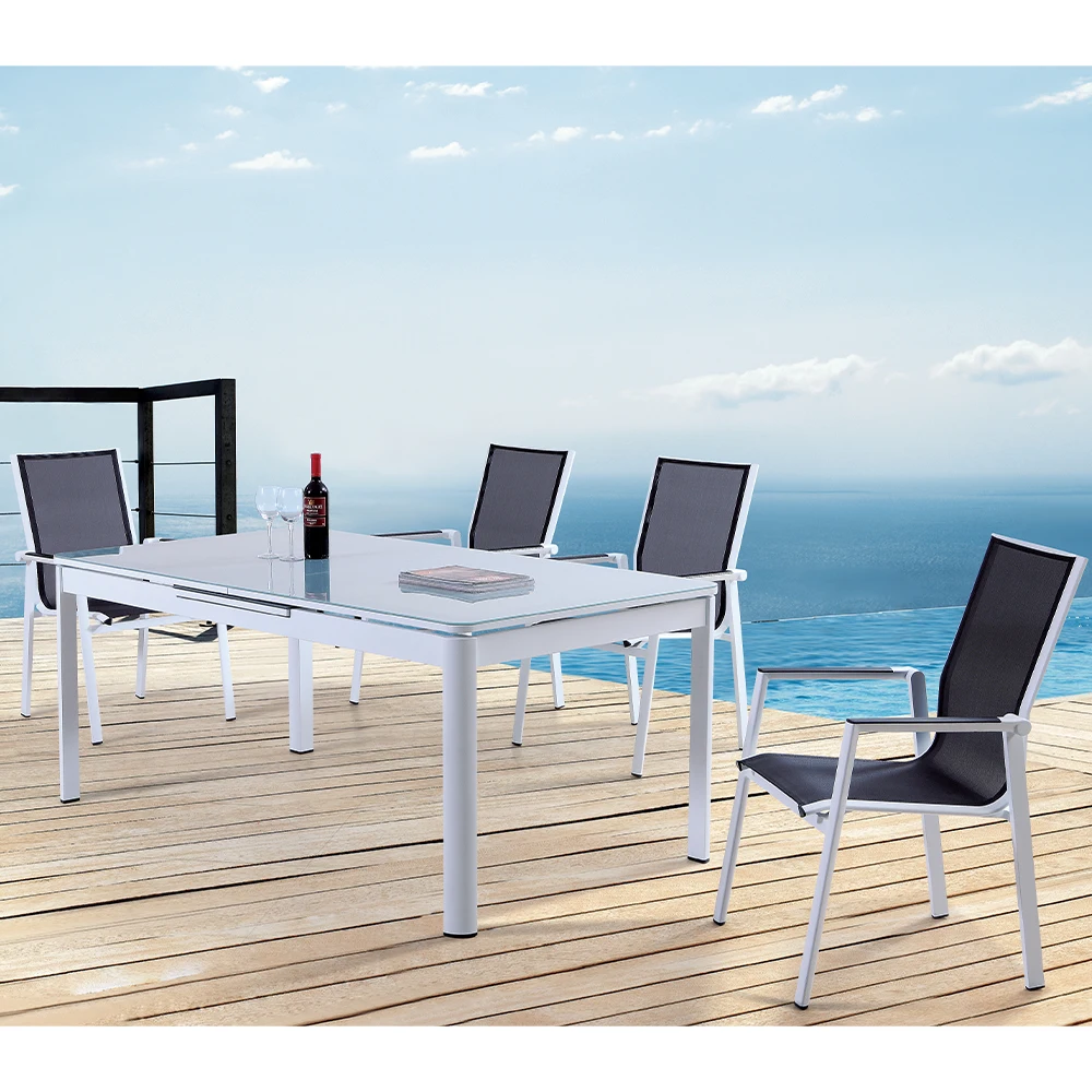 Outdoor dining for Hotel Bistro Commercial Restaurant And Cafe 9 Piece 8 People Black Stackable Cross outdoor dining