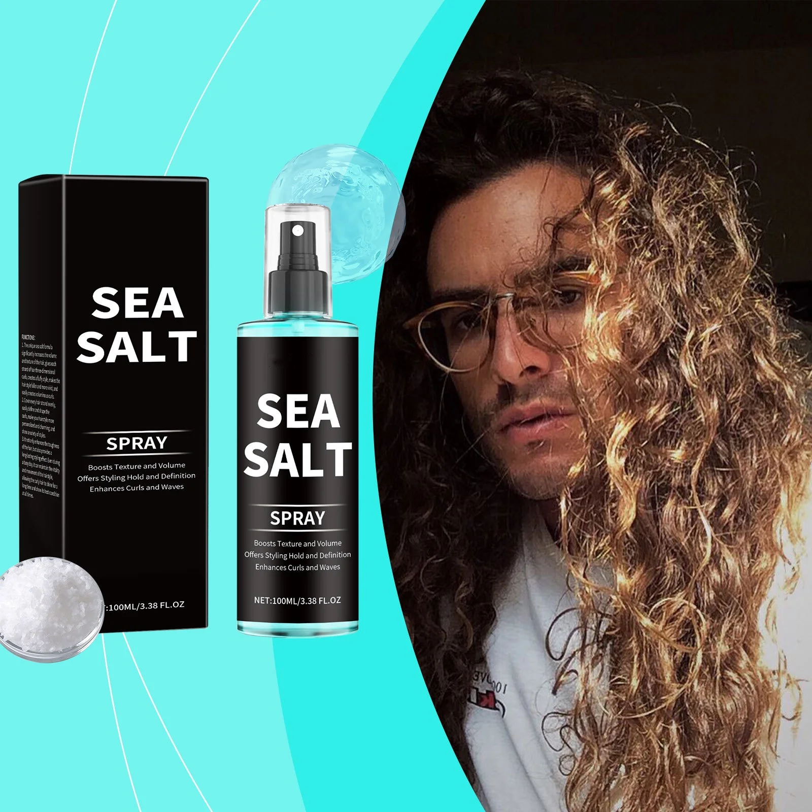 Sea Salt Spray For Men Hair Texture Volume Beach Waves Curl Heat Protection Spray Men Saltwater Spray