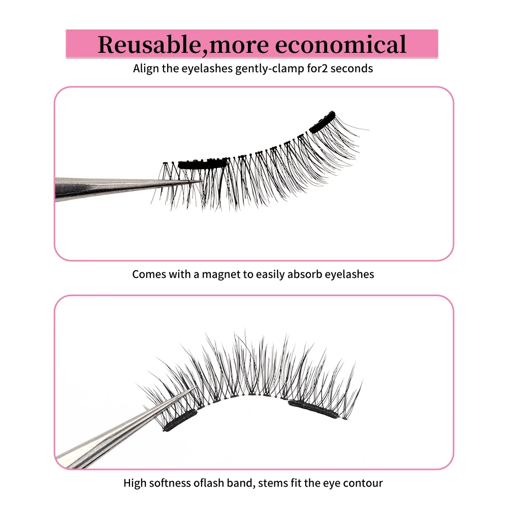 New Arrival Double Layer Invisible Nature Magnetic Eyelashes 3D Quantum Magnetic Lashes Wholesale