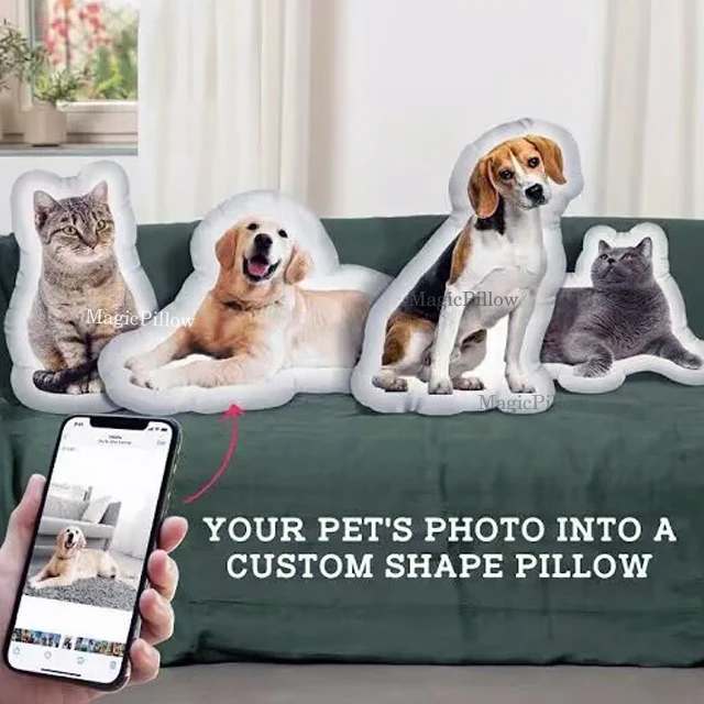 Custom Shaped Pillow Diy Personalized Plush Pillow 3D Photo Pet Cat Dog Shaped Printable Pattern Stuffed Pillow Shape Kids Gift
