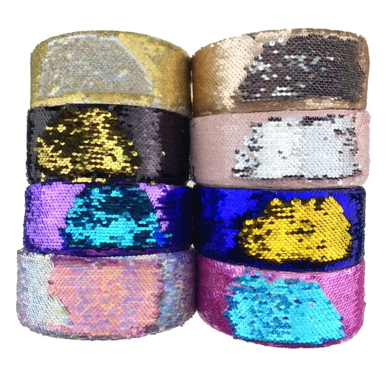 
Dress Clothing Making Decoration 3inch Reversible Fabric Sequin Ribbon Purple 
