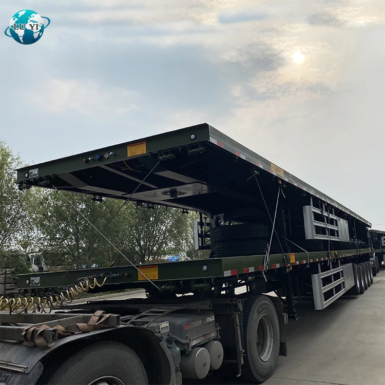 China Manufacturer 5 Axles 80 ton platform trailer with lifting system container flatbed semi trailer for sale