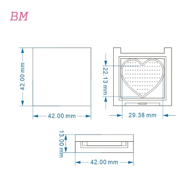 Single clear makeup empty transparent heart blush blusher container heart shaped pan mmini compact powder case