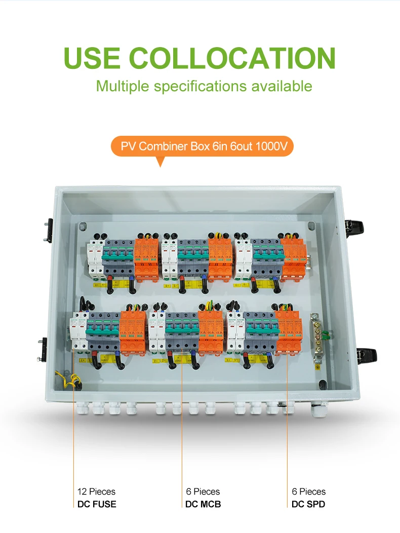 suntree 1-6 String lightning protection cabinet junction box pv combiner box with disconnecting switch