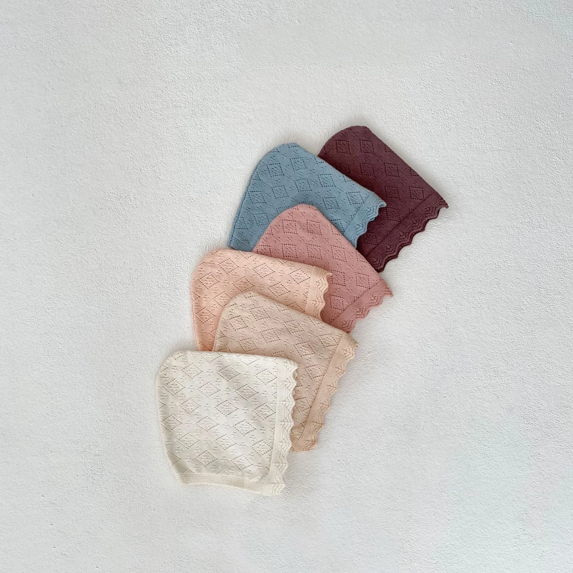 New Baby Knitted Hat for Girls Solid Color Cotton Princess Hats Newborn Babies Soft Adjustable Cap Autumn Kids Accessories