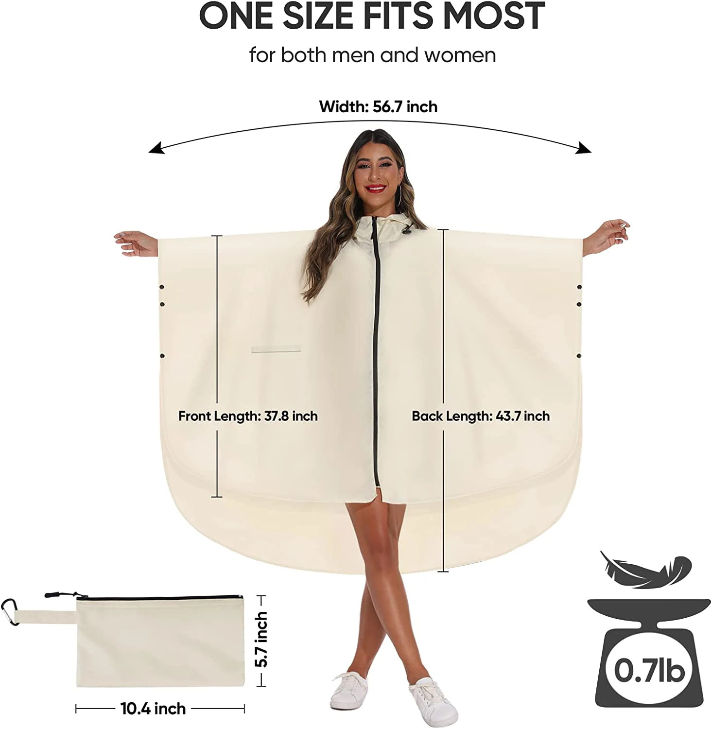 WOQI New Fashion Waterproof Lightweight Wholesale Poncho for Adult with Pocket and Zipper
