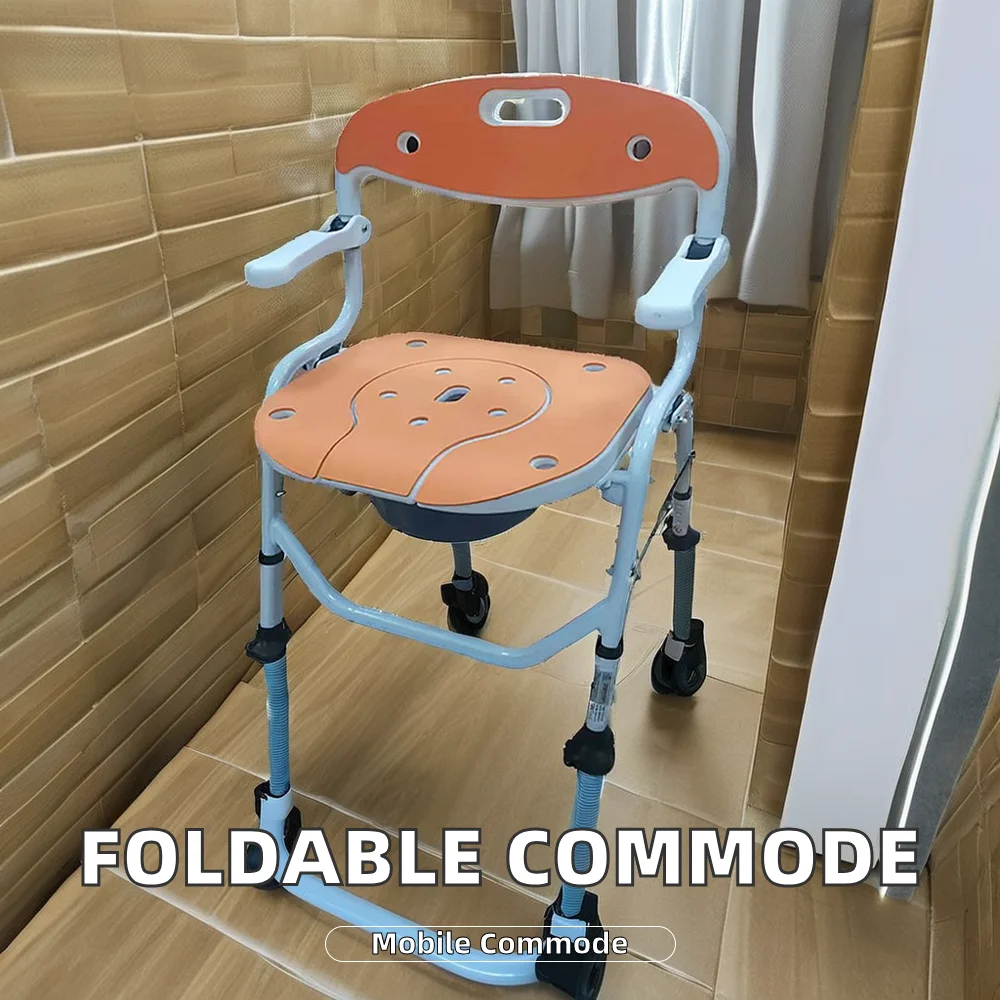 One-Touch Folding Shower Toilet Chair Safety Equipment for Elderly Care & Bathroom Use Rehabilitation Therapy Supplies