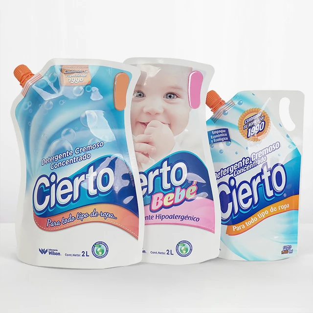 Plastic Liquid Washing Powder Packaging Bag Laundry Detergent Doypack spout pouch