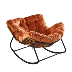 Hot Sale Relax Single Sofa Rocking Lounger With Leisure Footrest Indoor Outdoor Wicker Black Recliner Rattan Rocking Chair