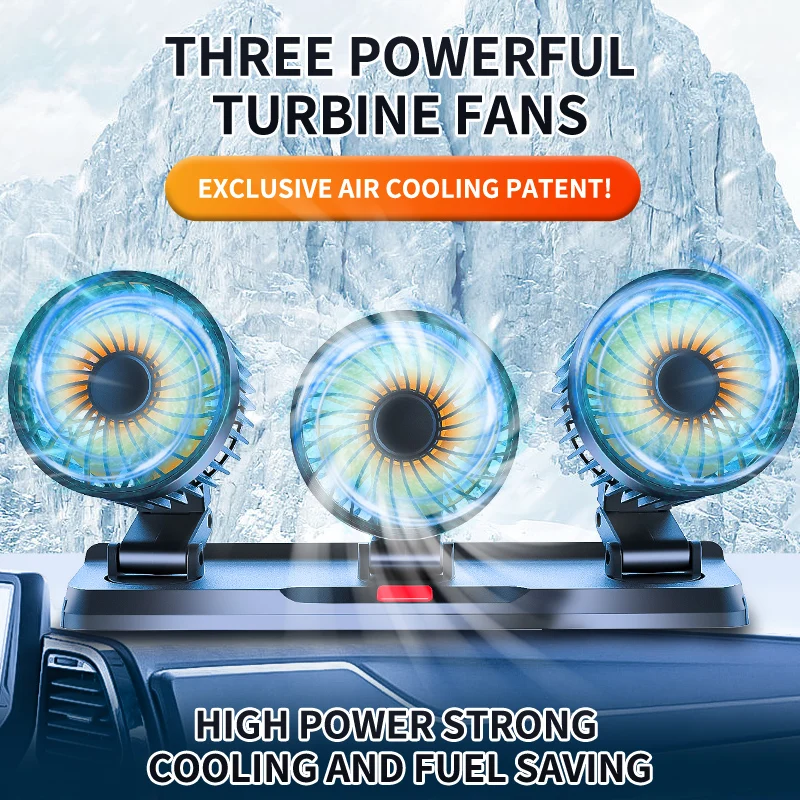 2-in-1 1 Heads Usb Portable Car Fan 5V/12V/24V Vehicle-mounted Rv Fan Cooling Fan with Variable Speed