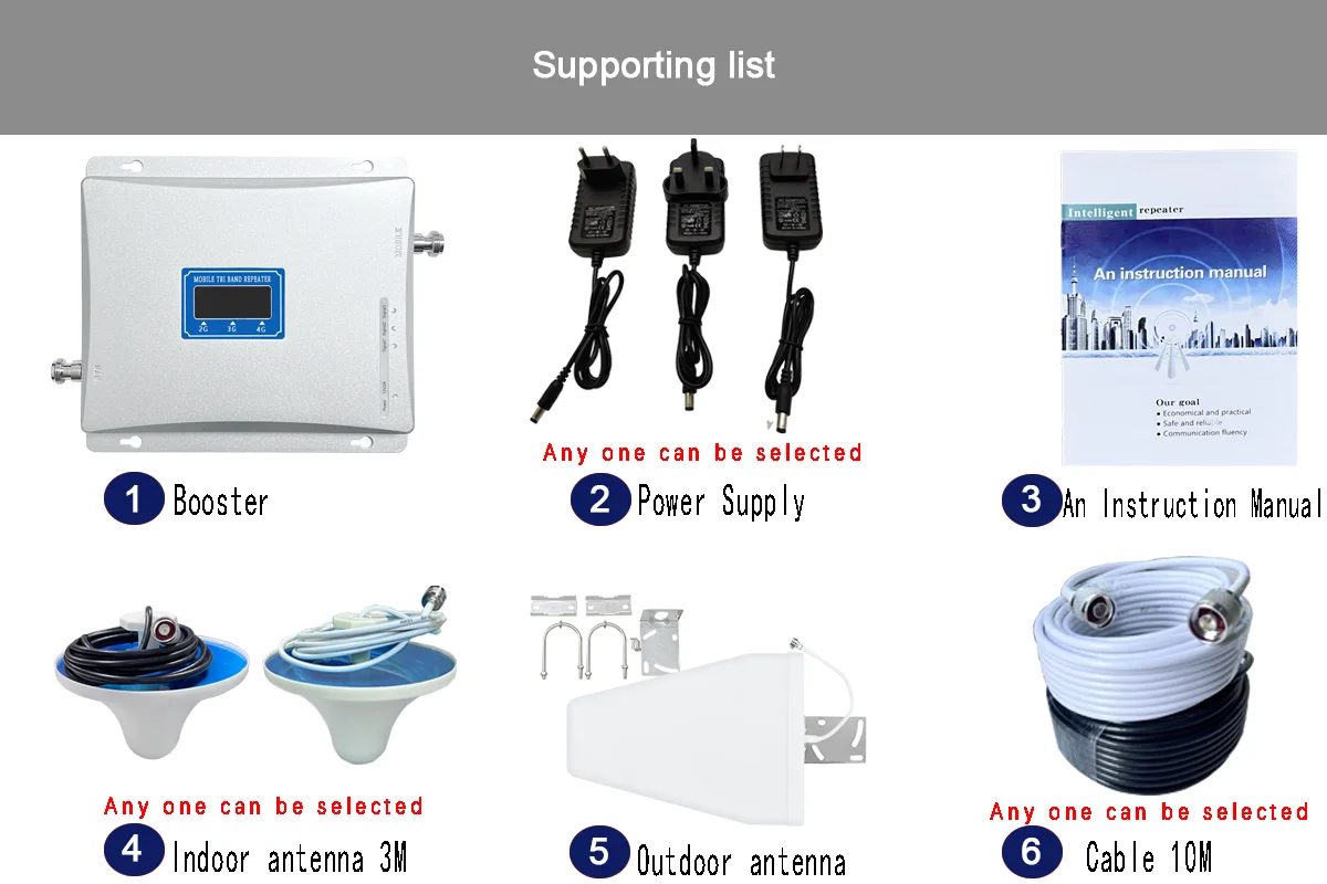 Low-Price Silver 2 3 4 5G Tri-Band GSM DCS WCDMA Mobile Phone Signal Booster Mobile Repeater/Amplifiers